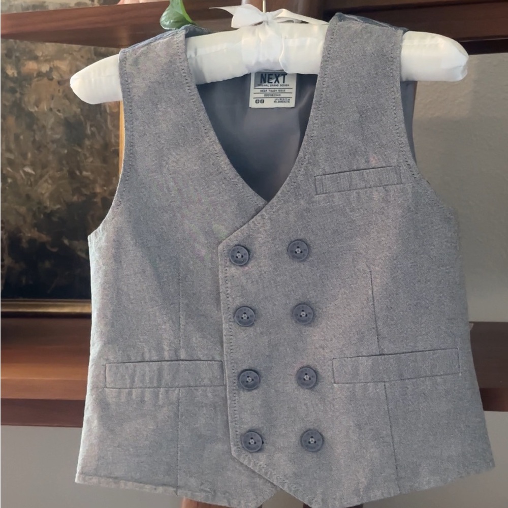 Next Charcoal Double-Breasted Vest